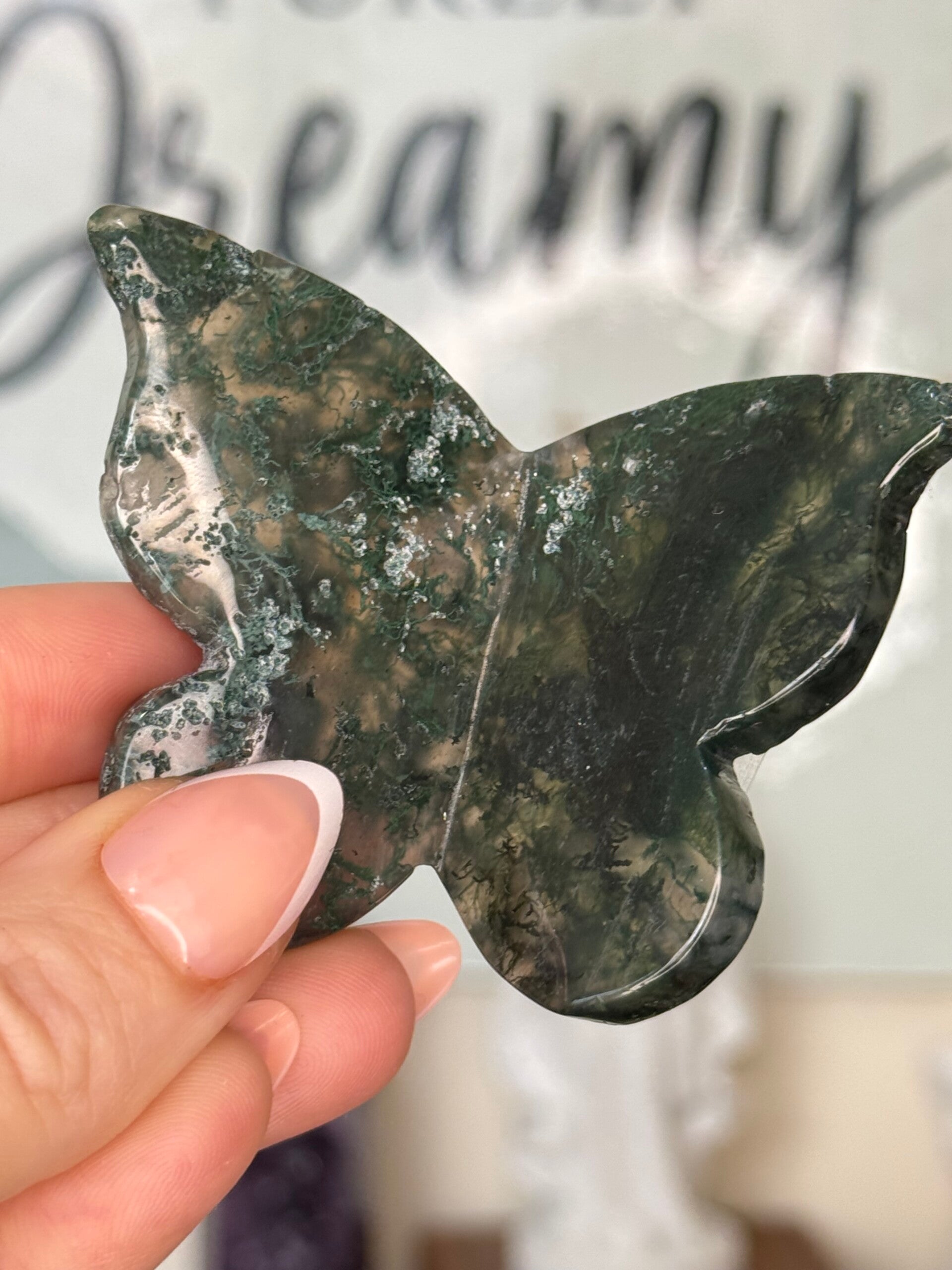 Moss Agate 3D Butterfly cw9c
