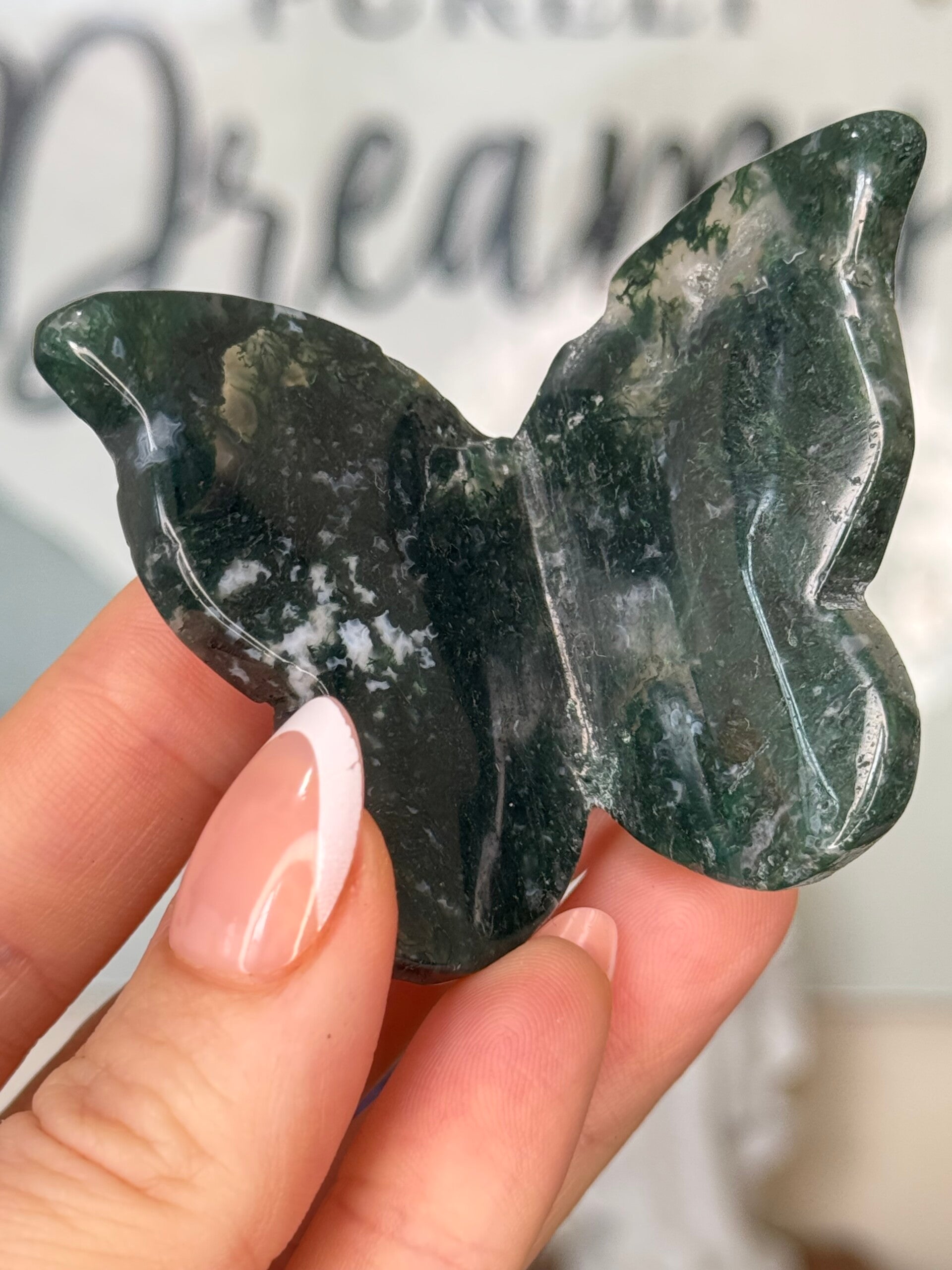 Moss Agate 3D Butterfly cw9b