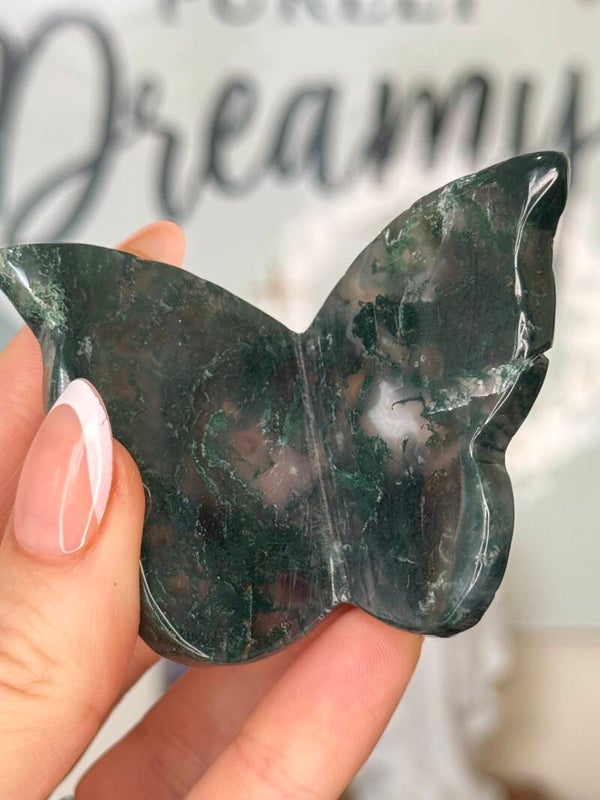 Moss Agate 3D Butterfly