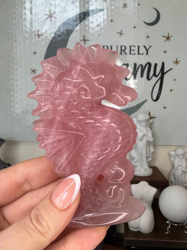 Juicy Rose Quartz Seahorse ct21