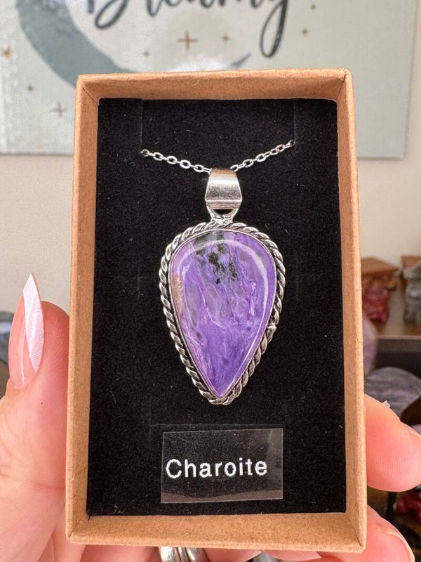 Silver 925 Charoite Pendant and Chain