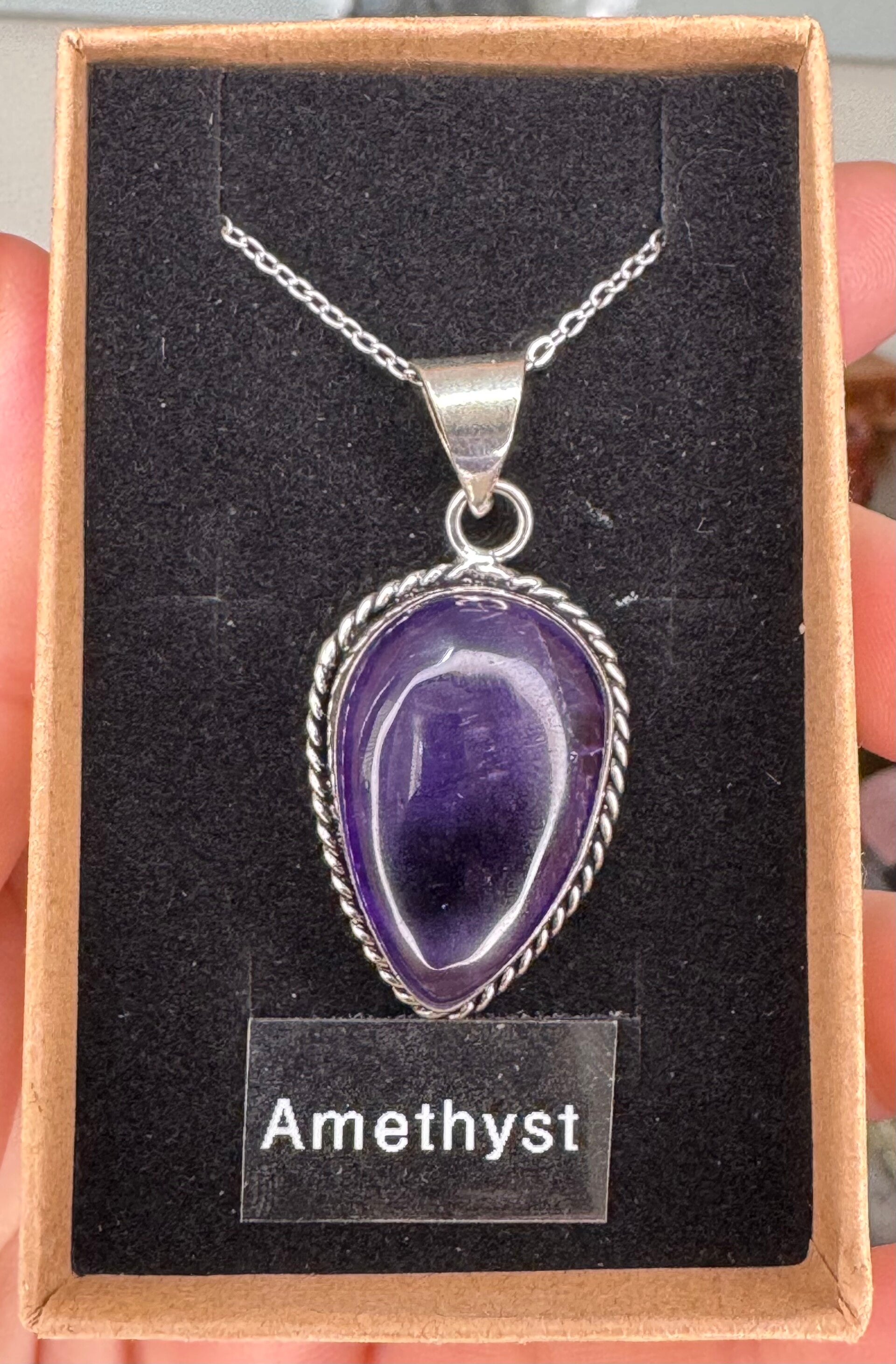 Silver 925 Amethyst Pendant from Brazil with Chain D8
