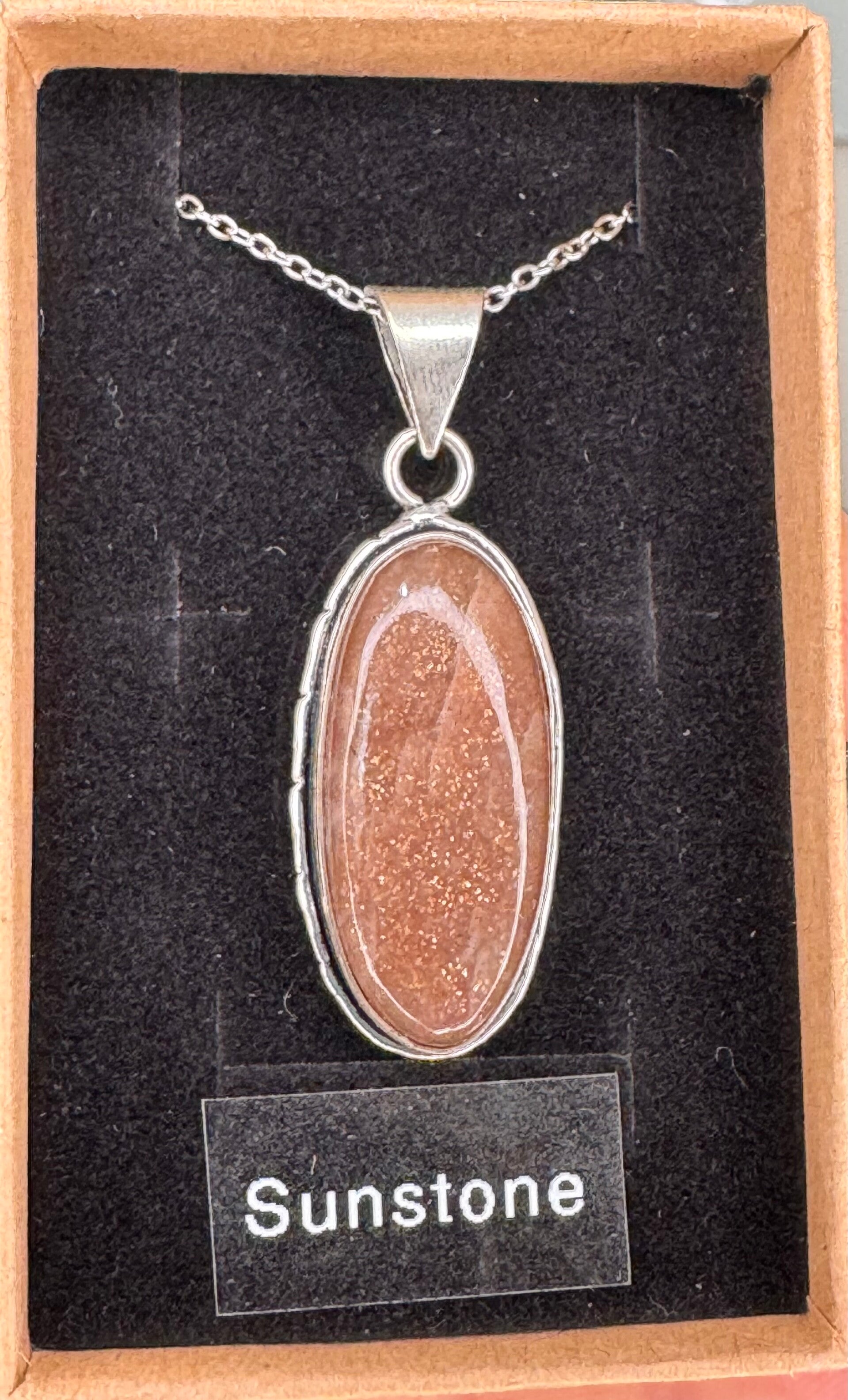 Silver 925 Sunstone Pendant with Chain