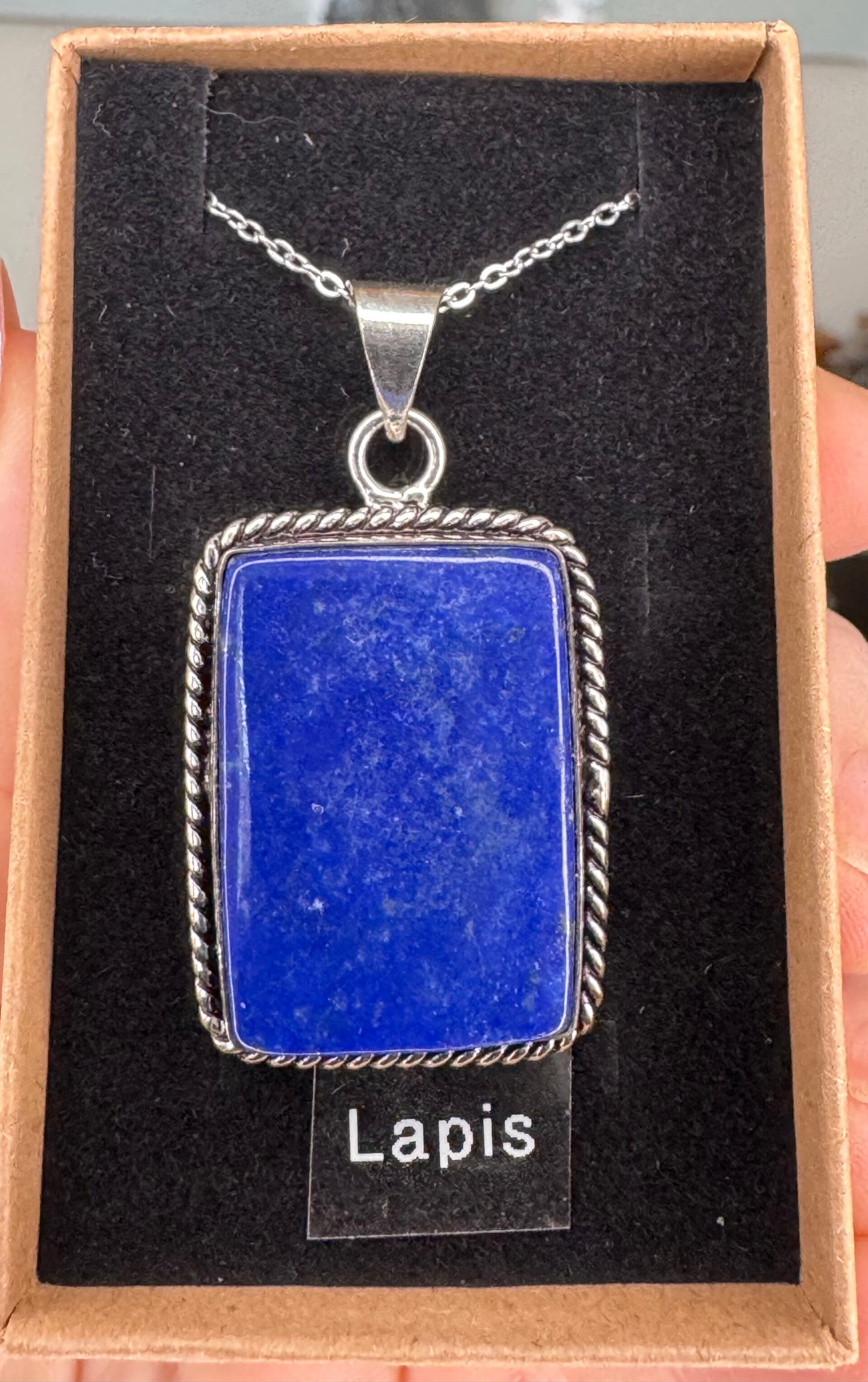Silver 925 Lapis Lazuli Pendant with Chain