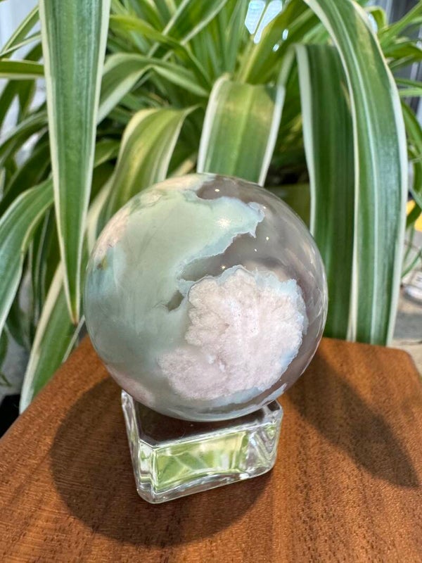 Green Flower Agate Sphere cw26