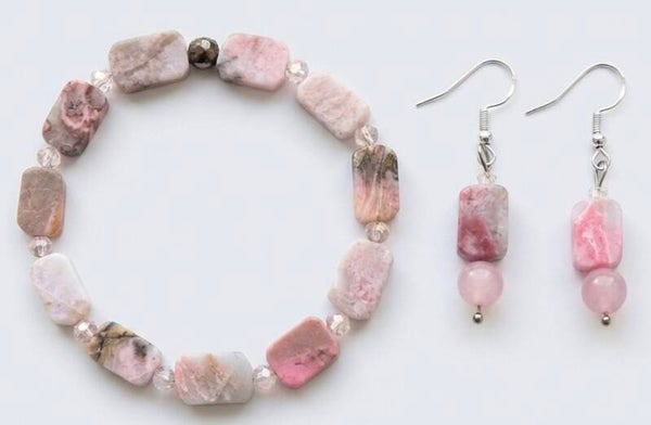 Rhodochrosite Bracelet and Earrings