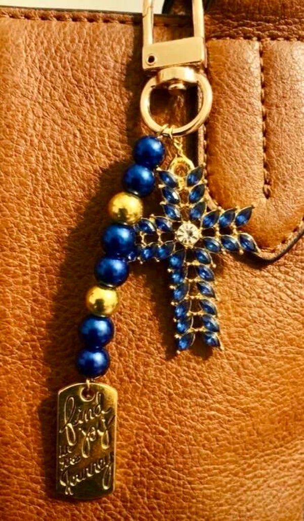 Blue Cross Key Fob and Charm