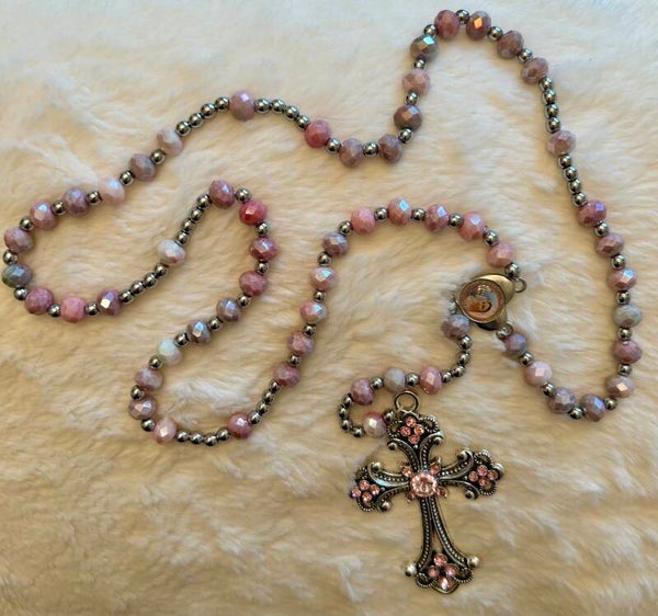 Pink Faceted Rosary