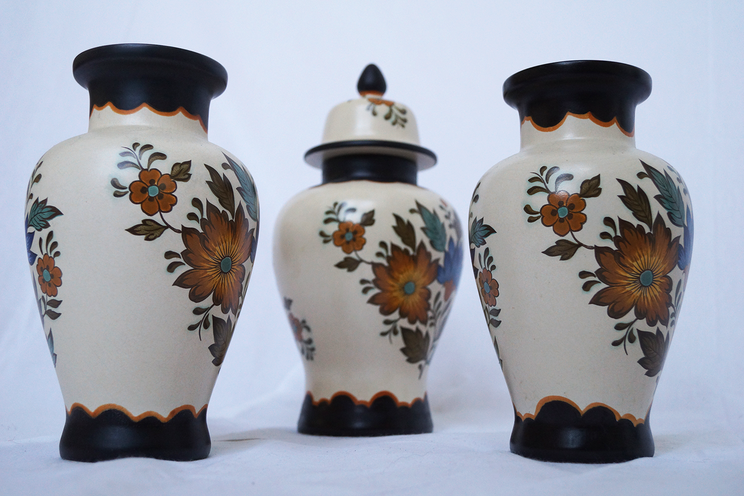 Vazen Flora Gouda Plateel - Hollands Handwerk (set van 3)