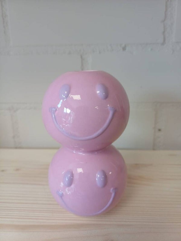 Kandelaar "smiley" roze