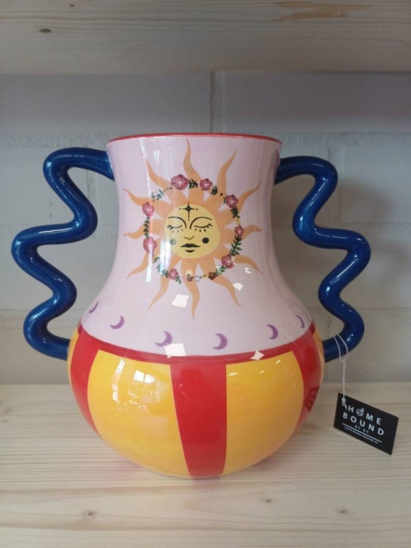 Vaas "zon" blauw/rood