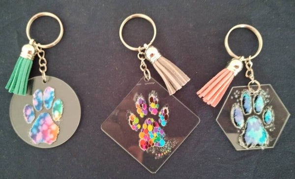 Rainbow Paw Print Keyring