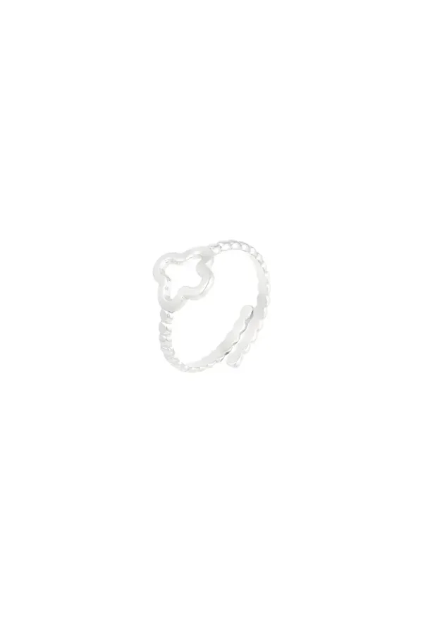 Open klaver ring zilver