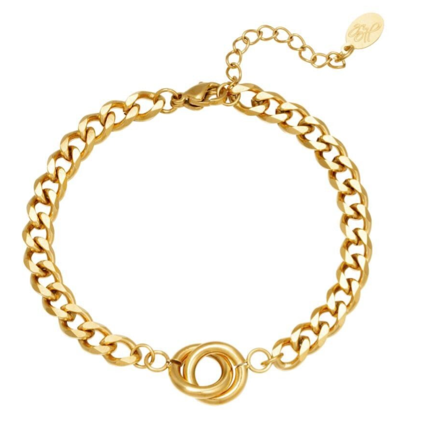 Gouden brede connect armband