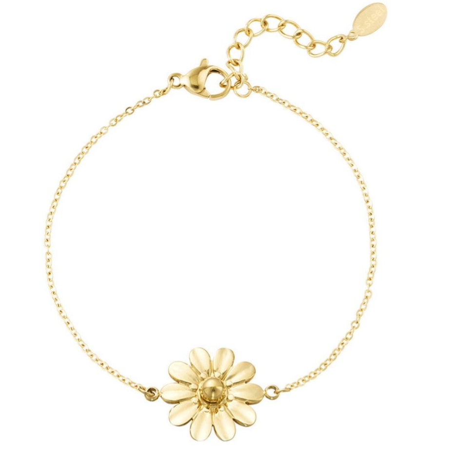 Goud en zilveren bloem armband