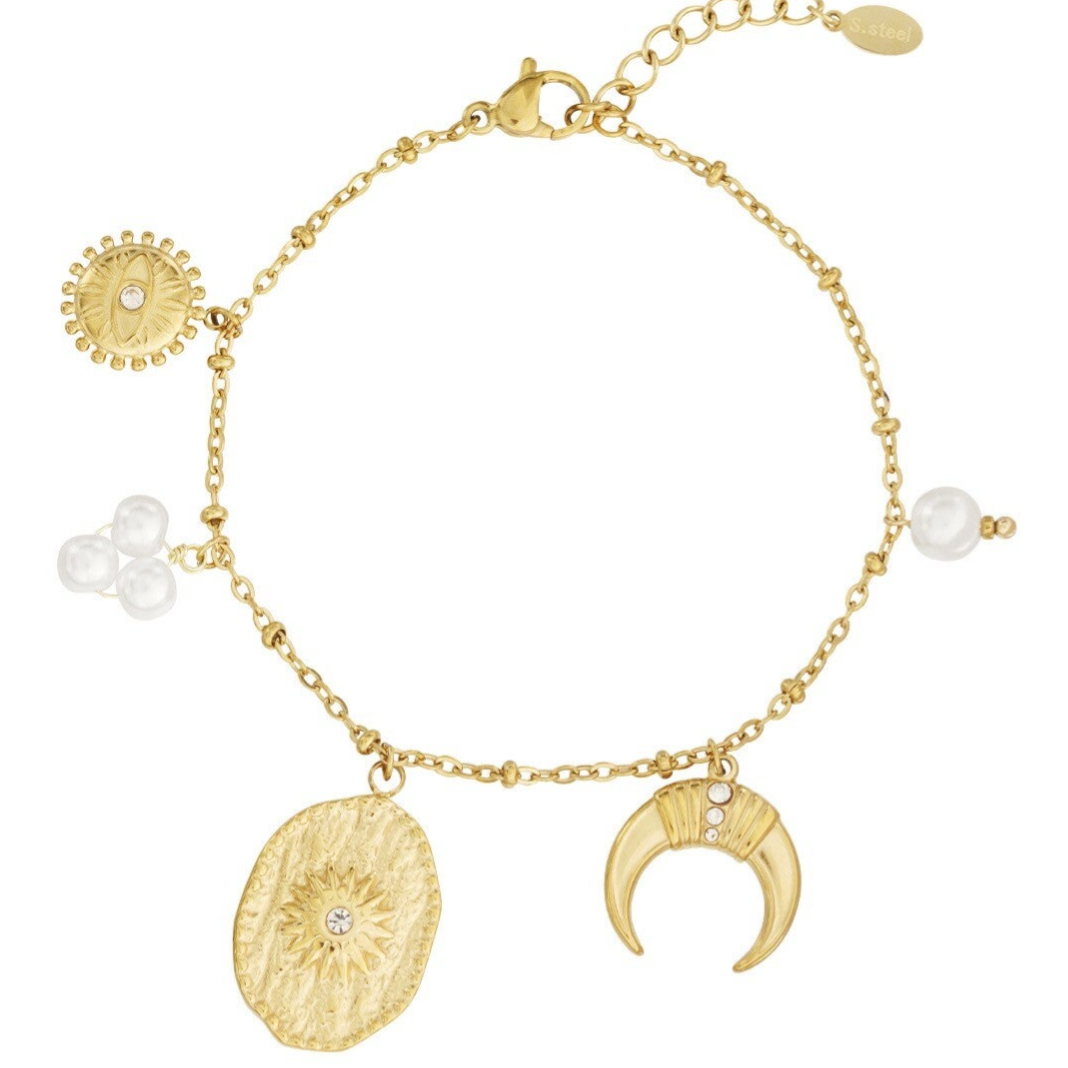 Goud en zilveren bedelarmband