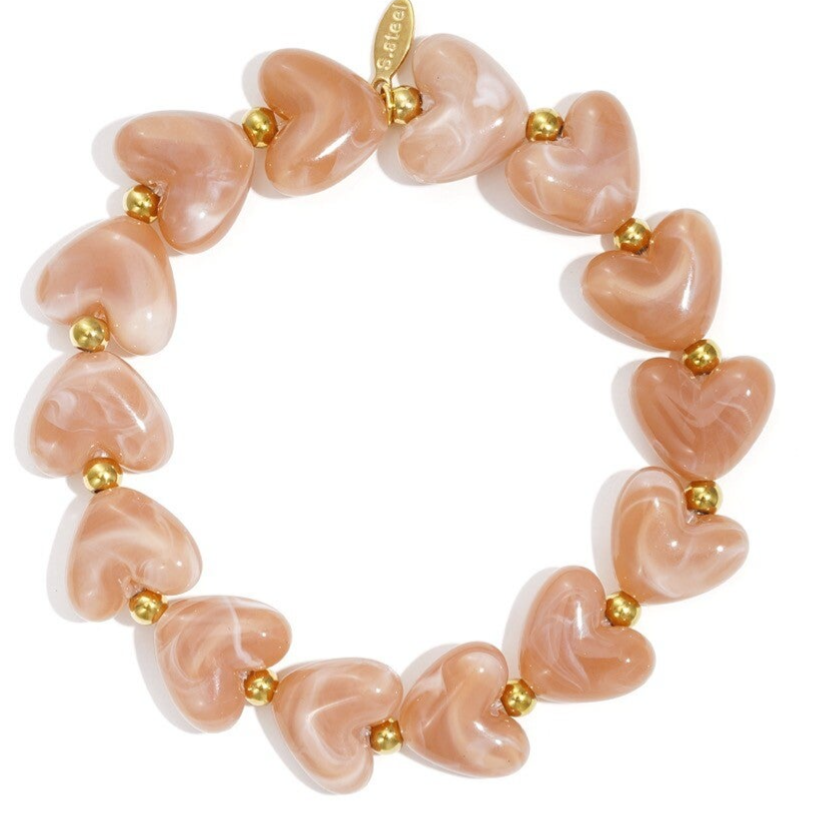 Stenen hart armband met goud (meer kleuren)