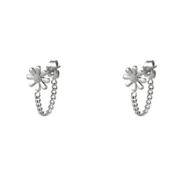 Kleine bloem oorbellen zilver