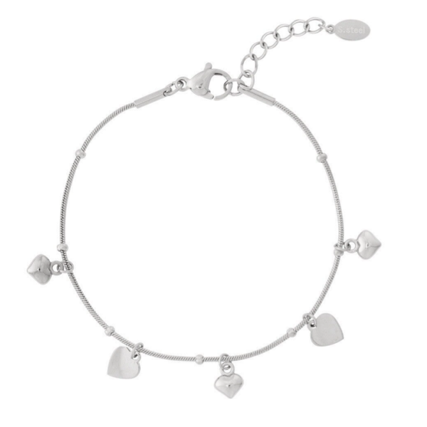 Zilveren hartjes armband