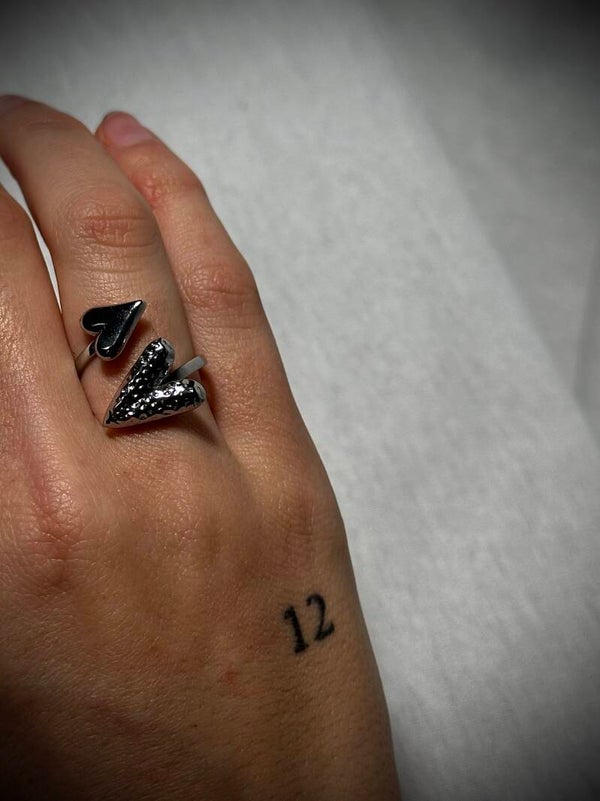 Ring dubbel hart zilver