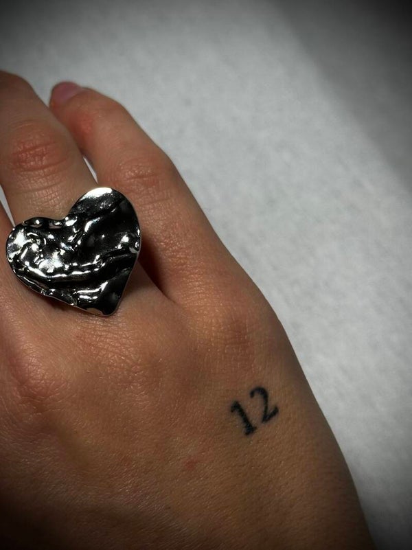 Ring groot hart zilver