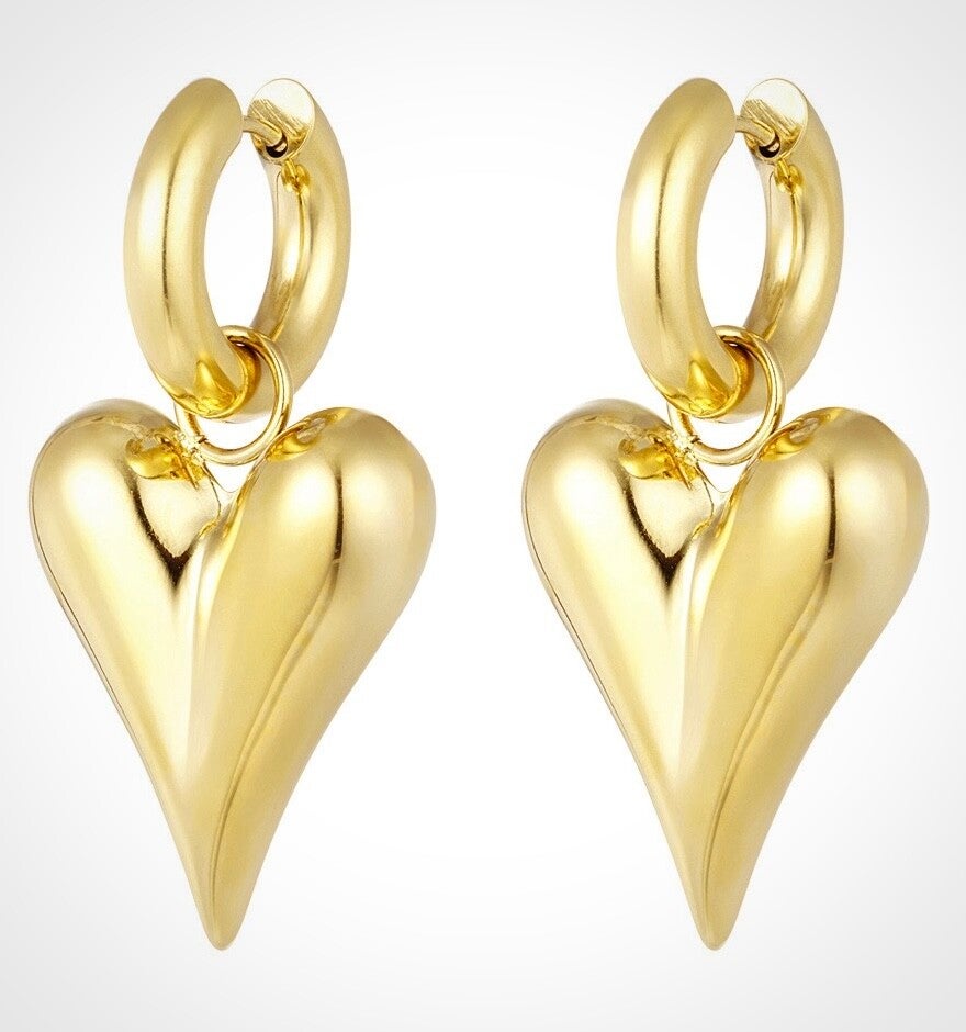 Goud of zilveren hart oorbellen