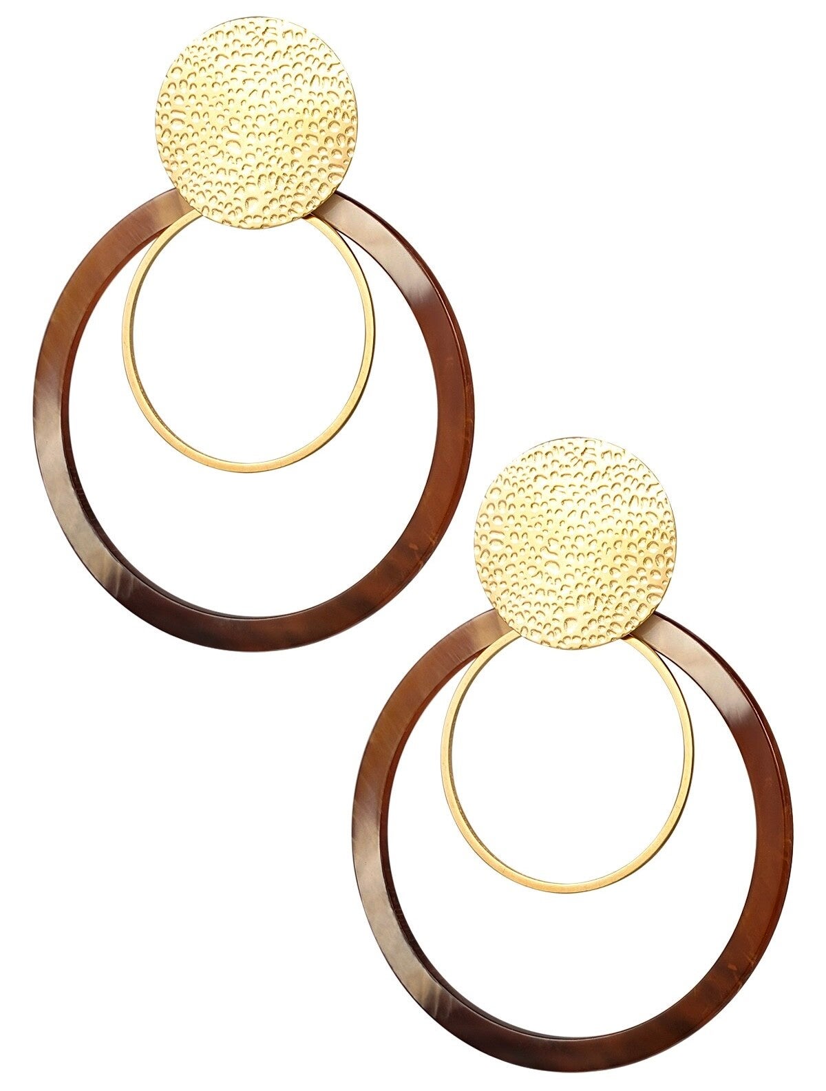 Goud met bruine cirkel oorbellen