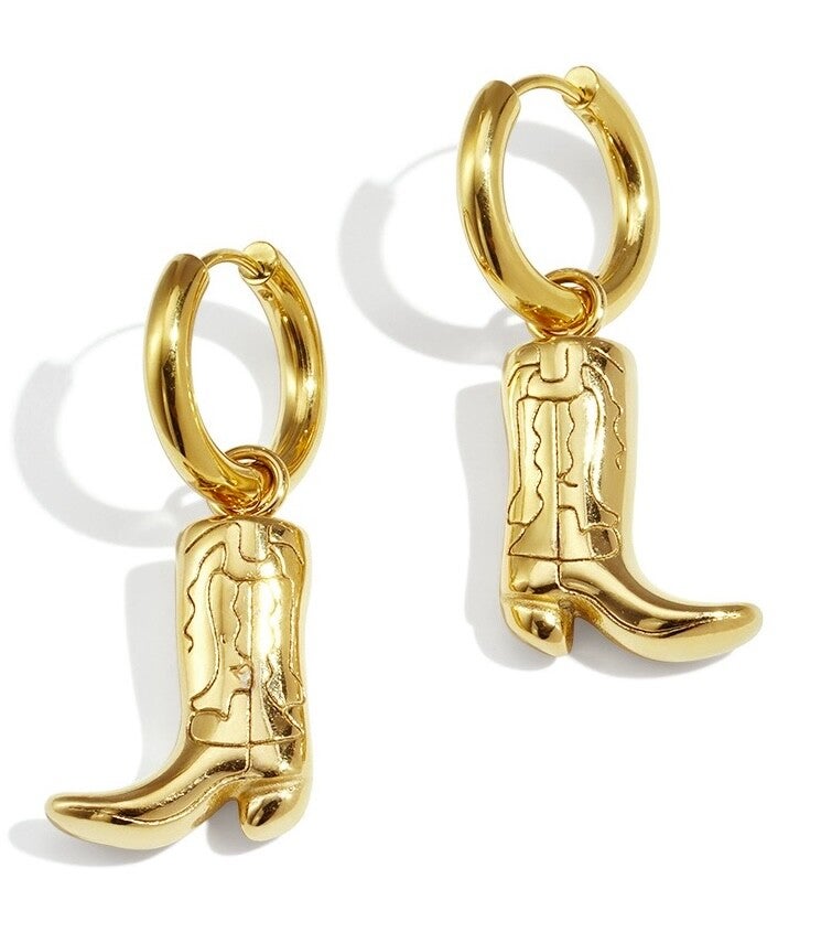 Goud of zilver cowboy laars oorbellen