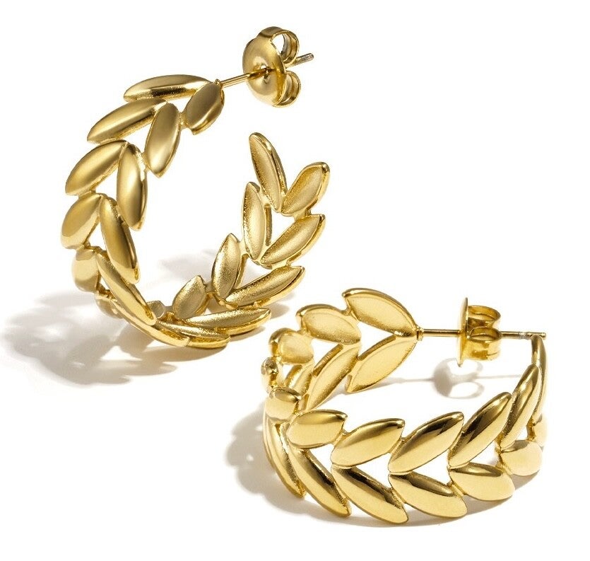 Gouden blad oorbellen
