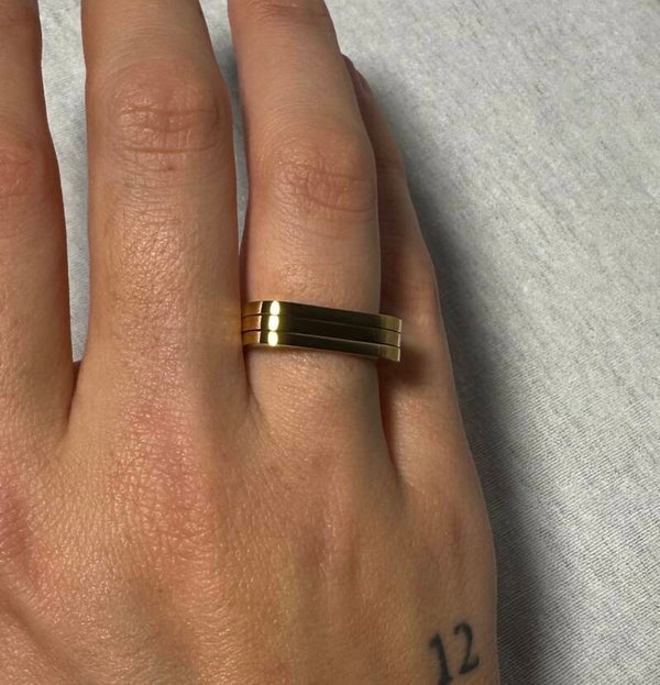 Gouden vierkante rib ring