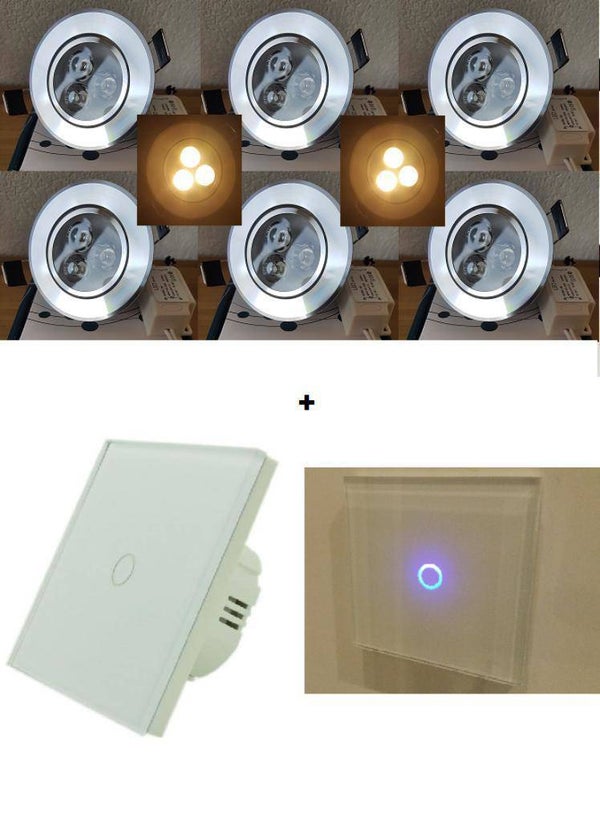 LED SET COMPLEET: 6 x 3 watt - Dimbaar - Aluminium armatuur + LED dimmer
