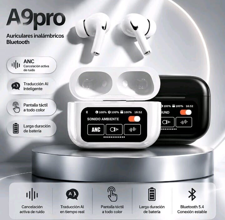 Auriculares Bluetooth5.4 pantalla táctil traductor y larga batería