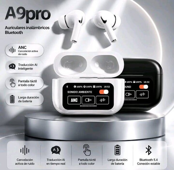 Auriculares Bluetooth5.4 pantalla táctil traductor y larga batería