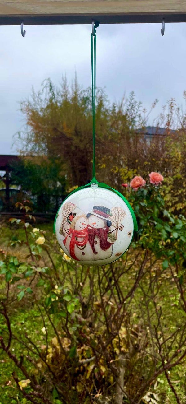 Glückskugeln 2 Schneemänner, Vögel, Igel und Bäume