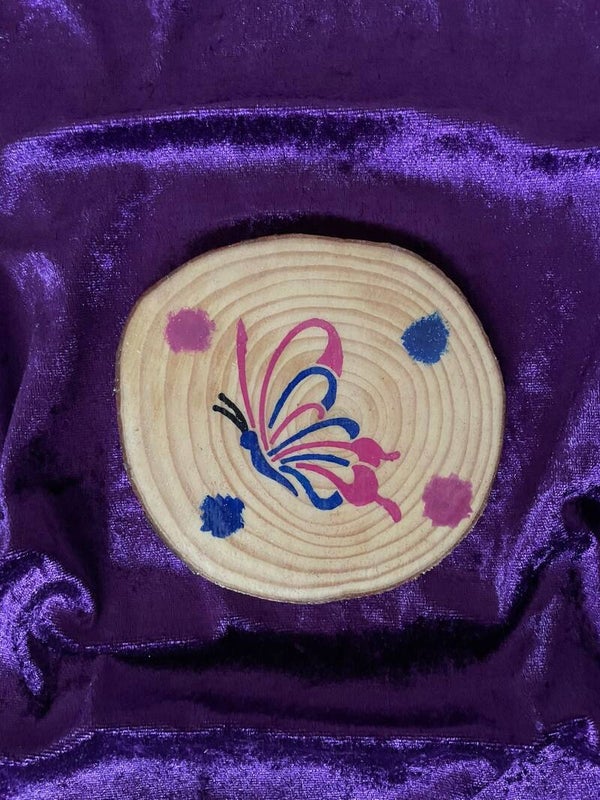 Glücksholz Schmetterling bunt