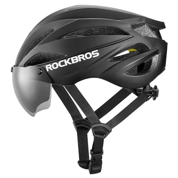 Kask rowerowy Rockbros z szybką, odpinane okulary z ochroną UV, unisex