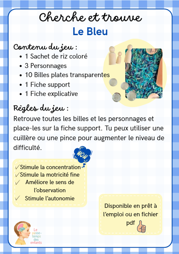Cherche et trouve sensoriel Bleu