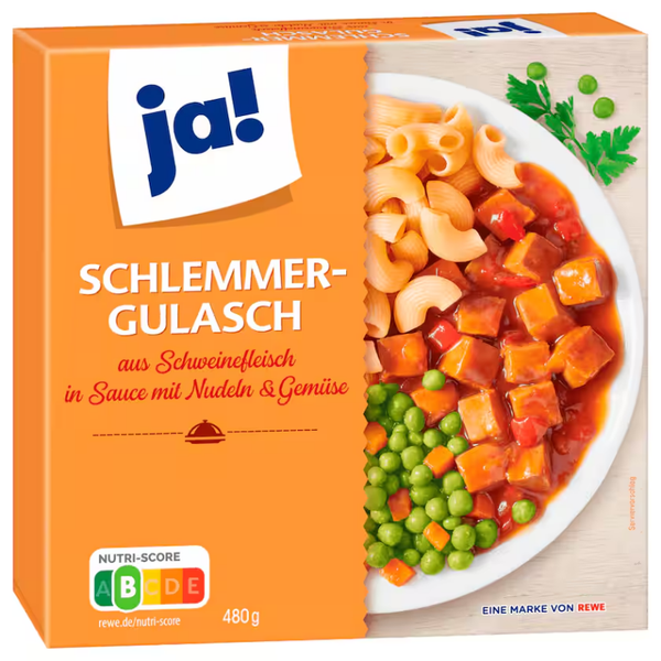 ja! Schlemmergulasch in Sauce mit Nudeln und Gemüse 480g