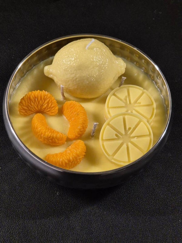 Bouquet candle terrasschaal met citroen