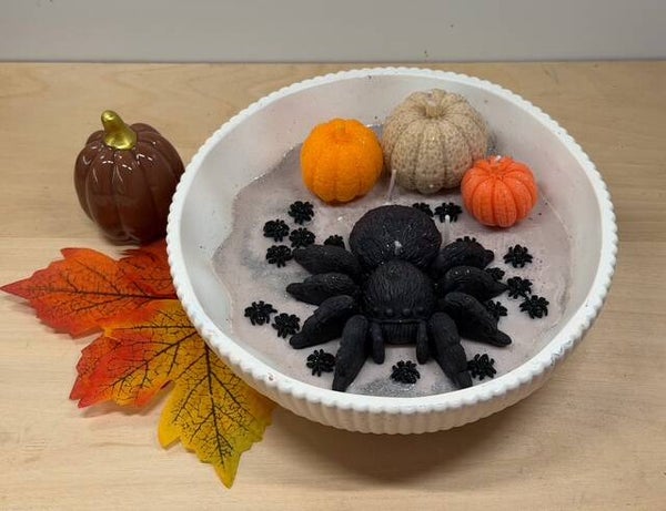 Herfst en Halloween Schaal met gruwelspin en pompoentjes