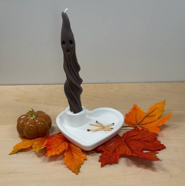 Herfst en Halloween collectie Kaars met gezicht in kandelaar
