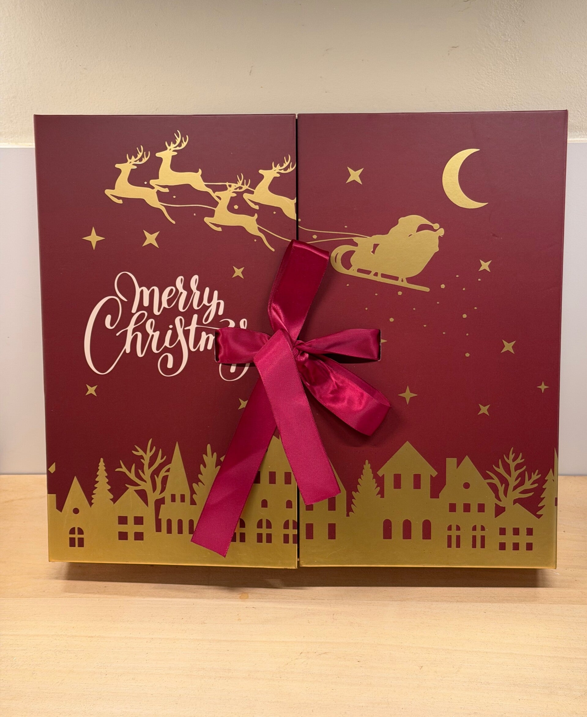 Adventskalender XL rood met kerstfiguurkaarsjes