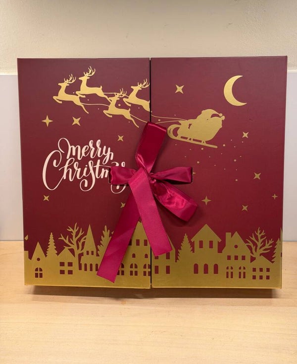 Adventskalender XL rood met kerstfiguurkaarsjes