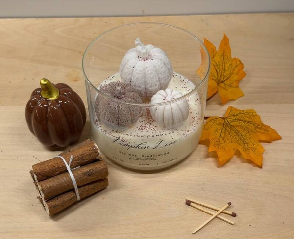 Herfst en Halloween collectie themaglas gevuld met pompoenen