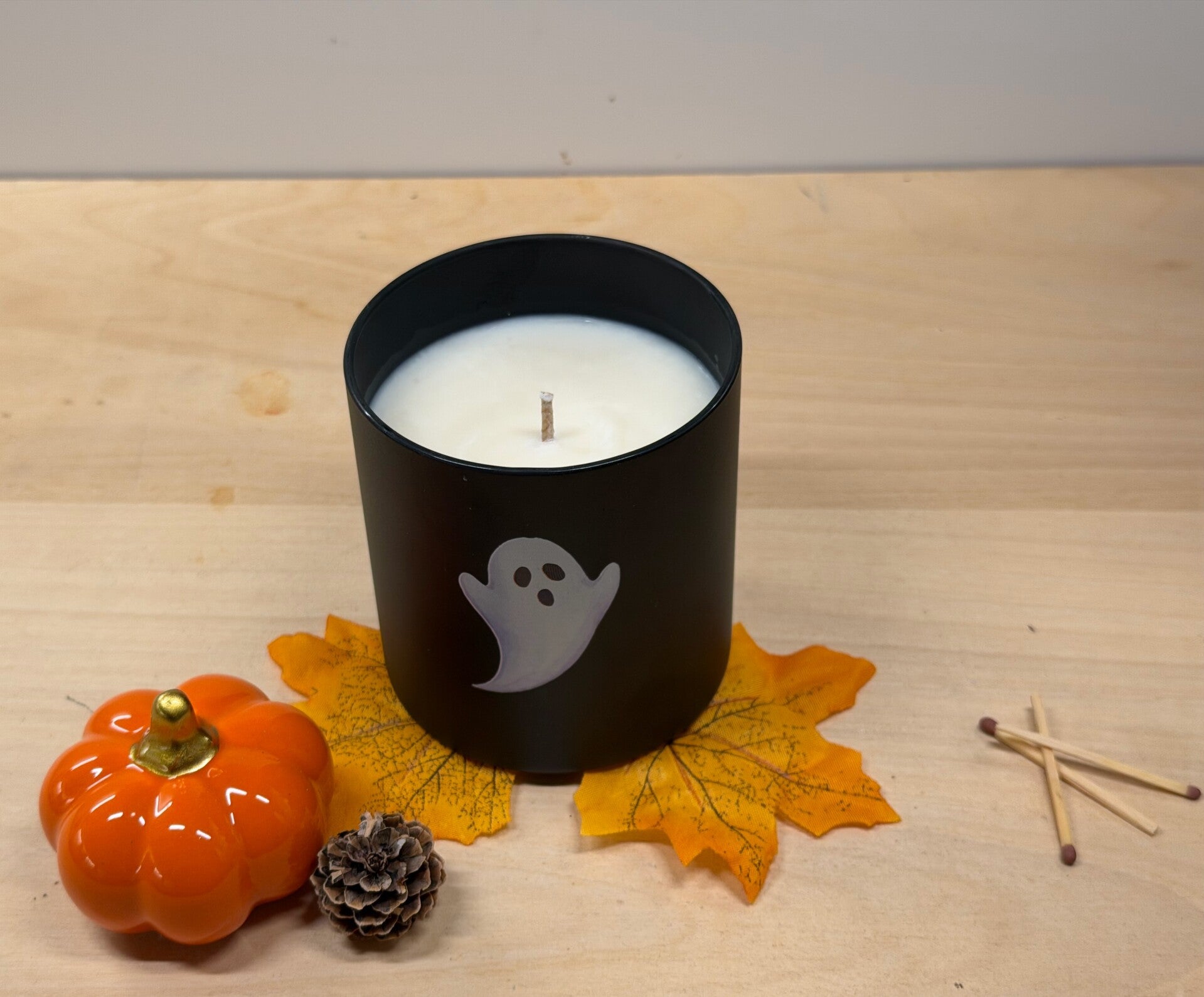 Herfst en Halloween collectie zwart glazen potje met spookje