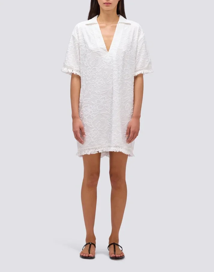 ABITO CORTO CON FRANGE IN SPUGNA JACQUARD Sundek