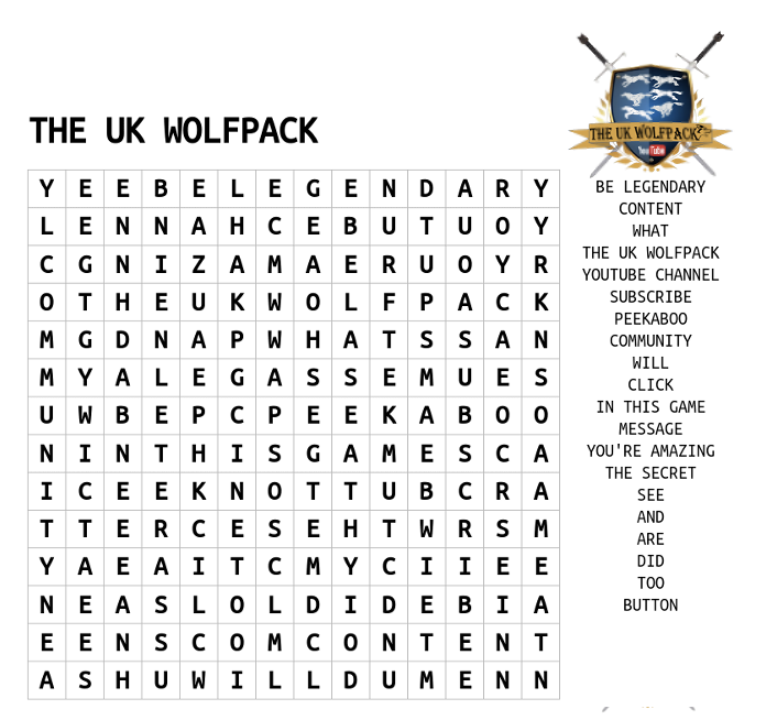 The UK Wolfpack WORDsearch