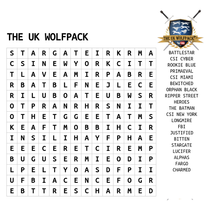 The UK Wolfpack WORDsearch