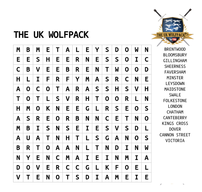 The UK Wolfpack WORDsearch