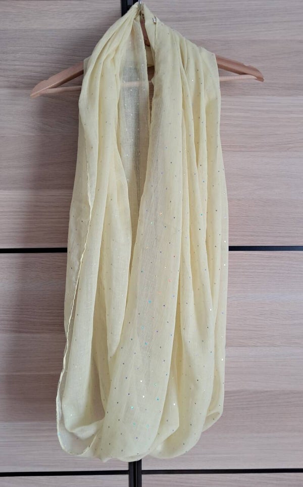 Kokersjaal geel met glittertjes